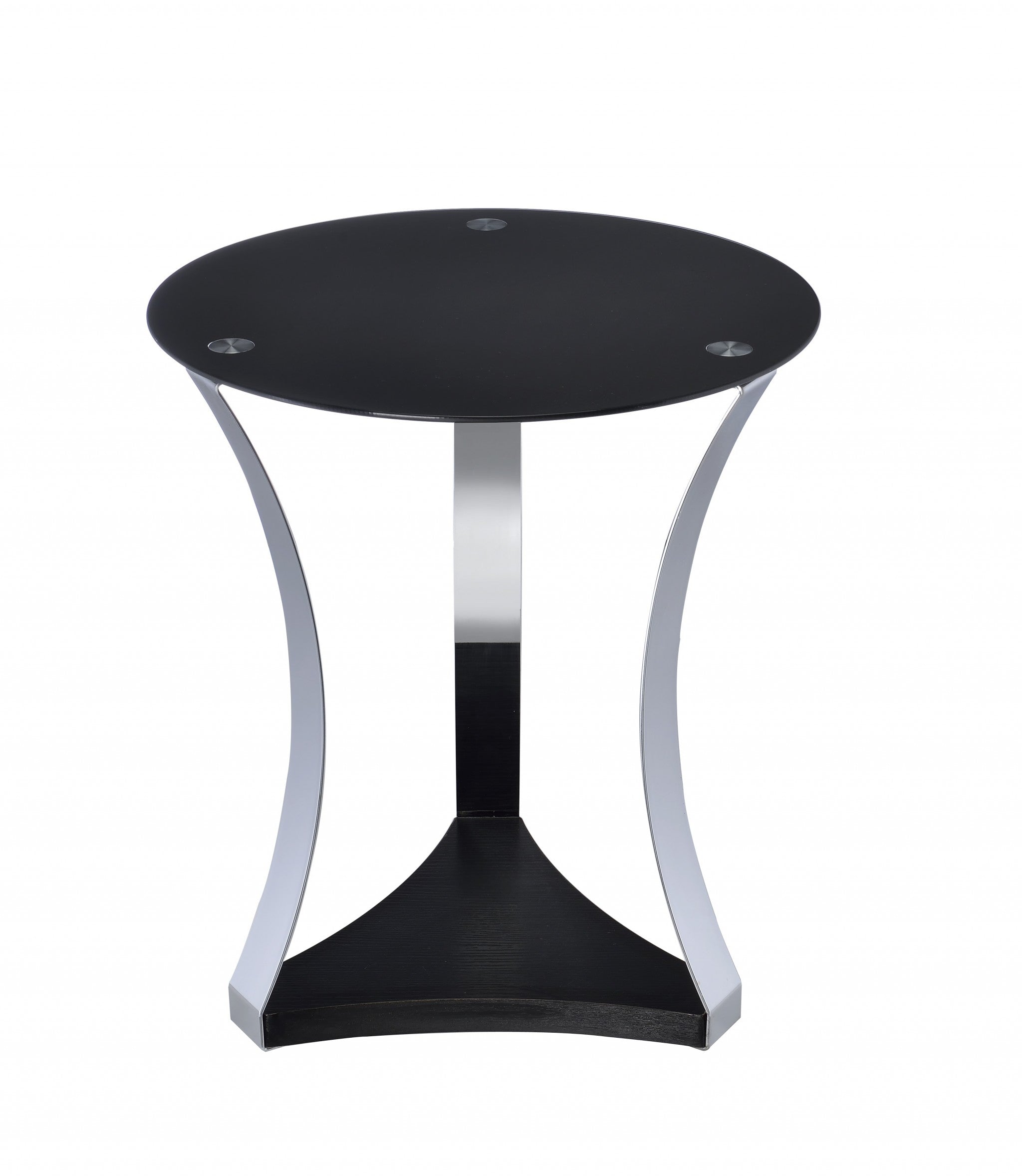 18' X 18' X 20' Black Glass  Chrome End Table