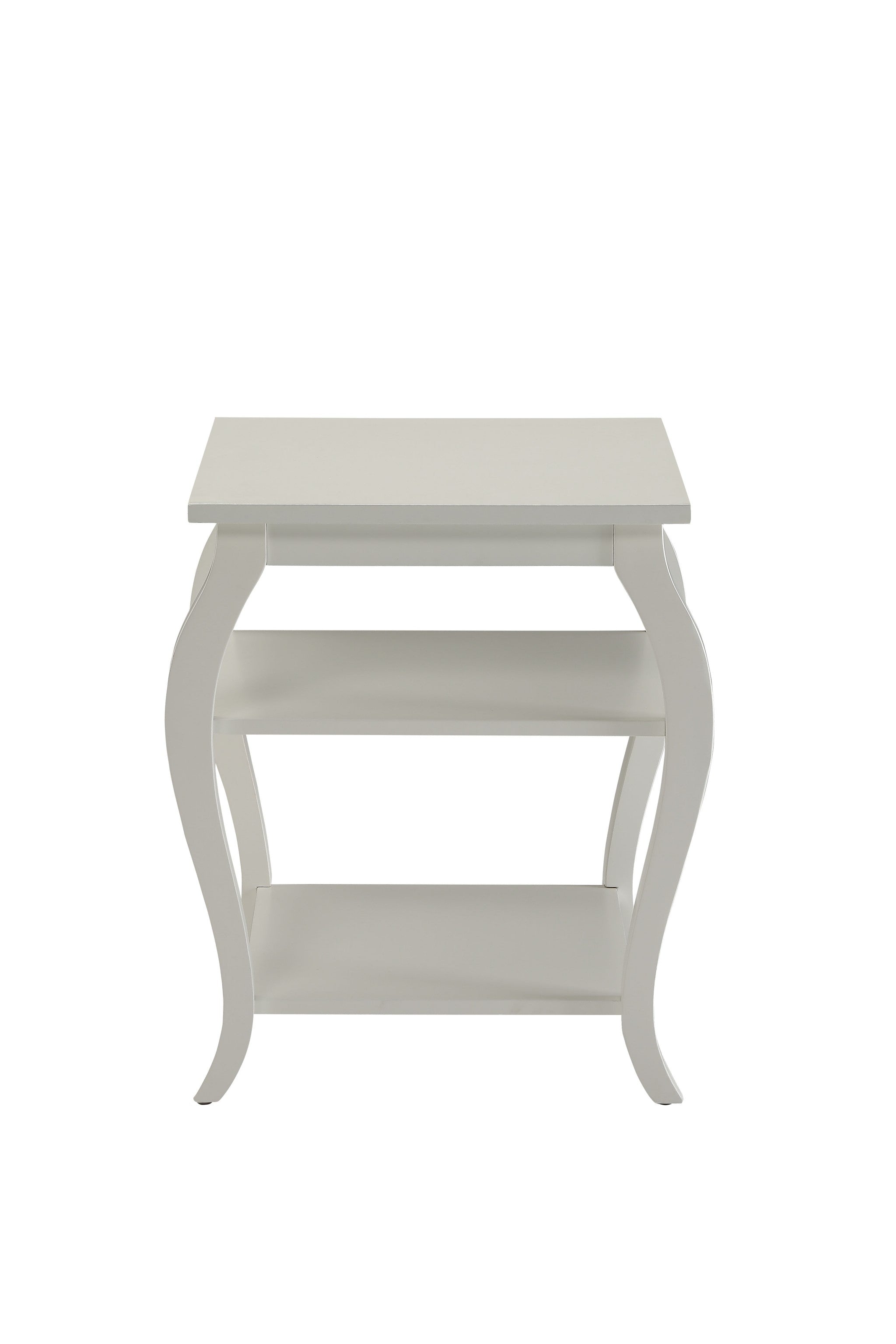 Cottage White Bow Leg Square End Table