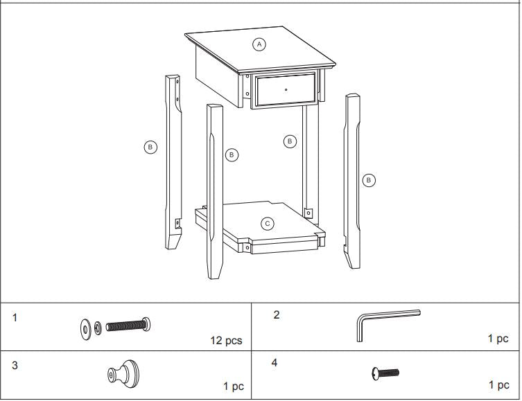 Cutie Compact Walnut Finish Single Drawer End Table