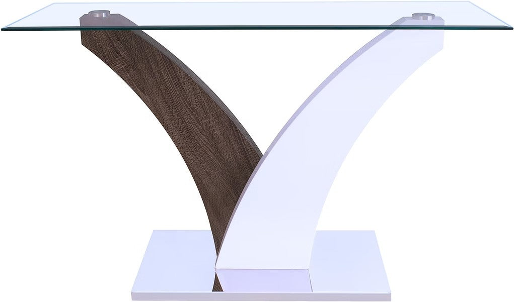 Dark Wood and White Glass Side Table