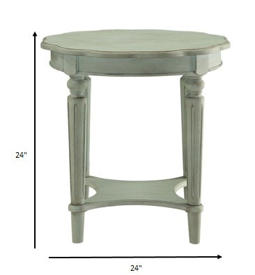 24' X 24' X 24' Antique Green Solid Wood End Table