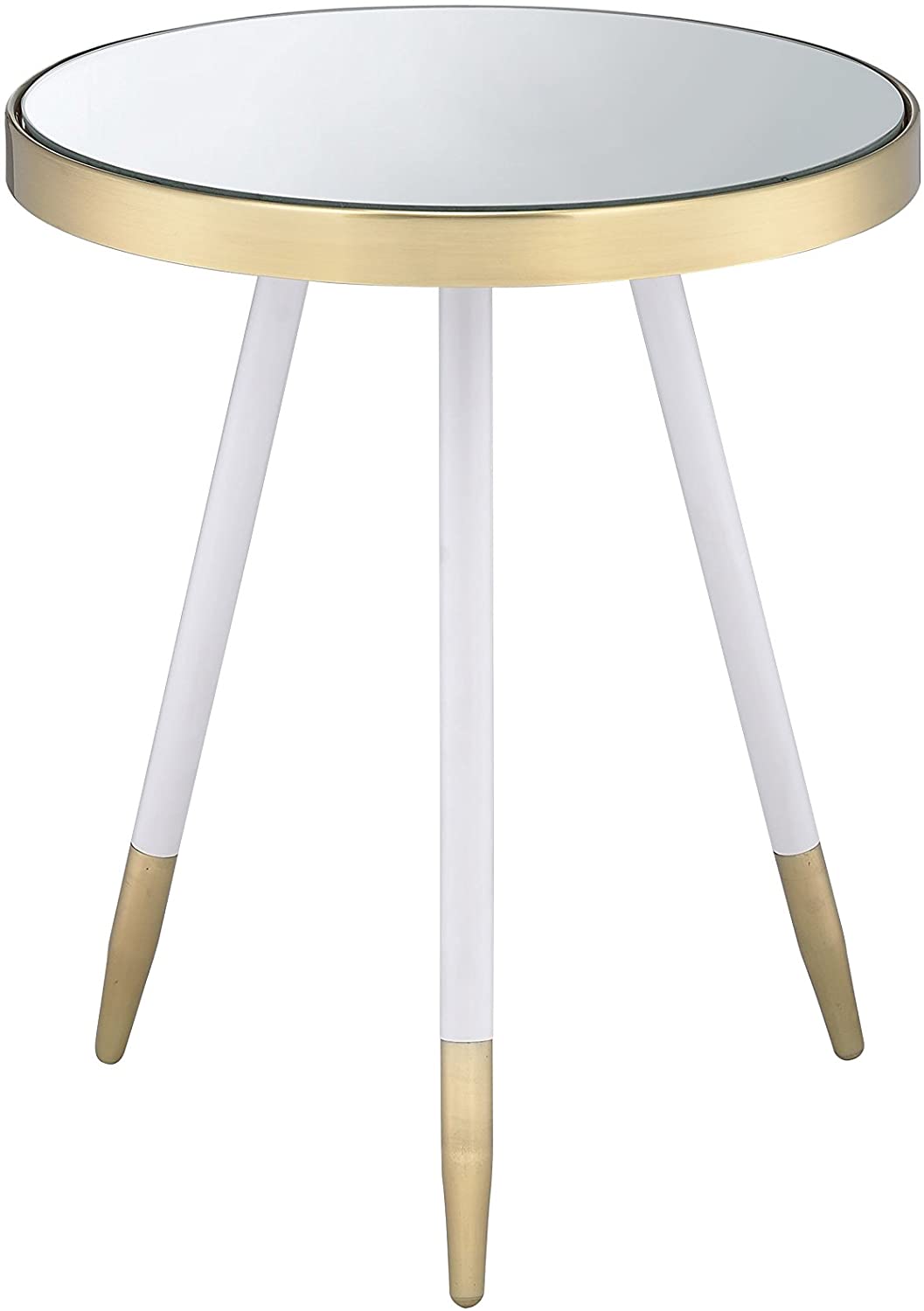 White and Gold Mirror Top Side Table 