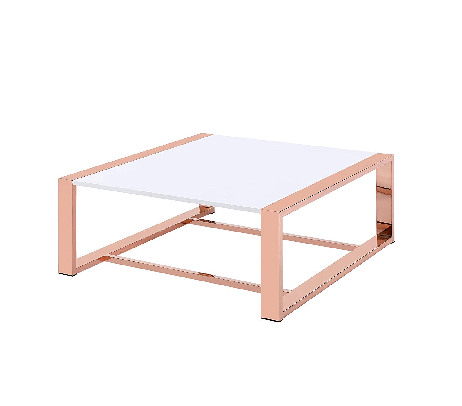 40' X 40' X 16' White High Gloss And Rose Gold Coffee Table