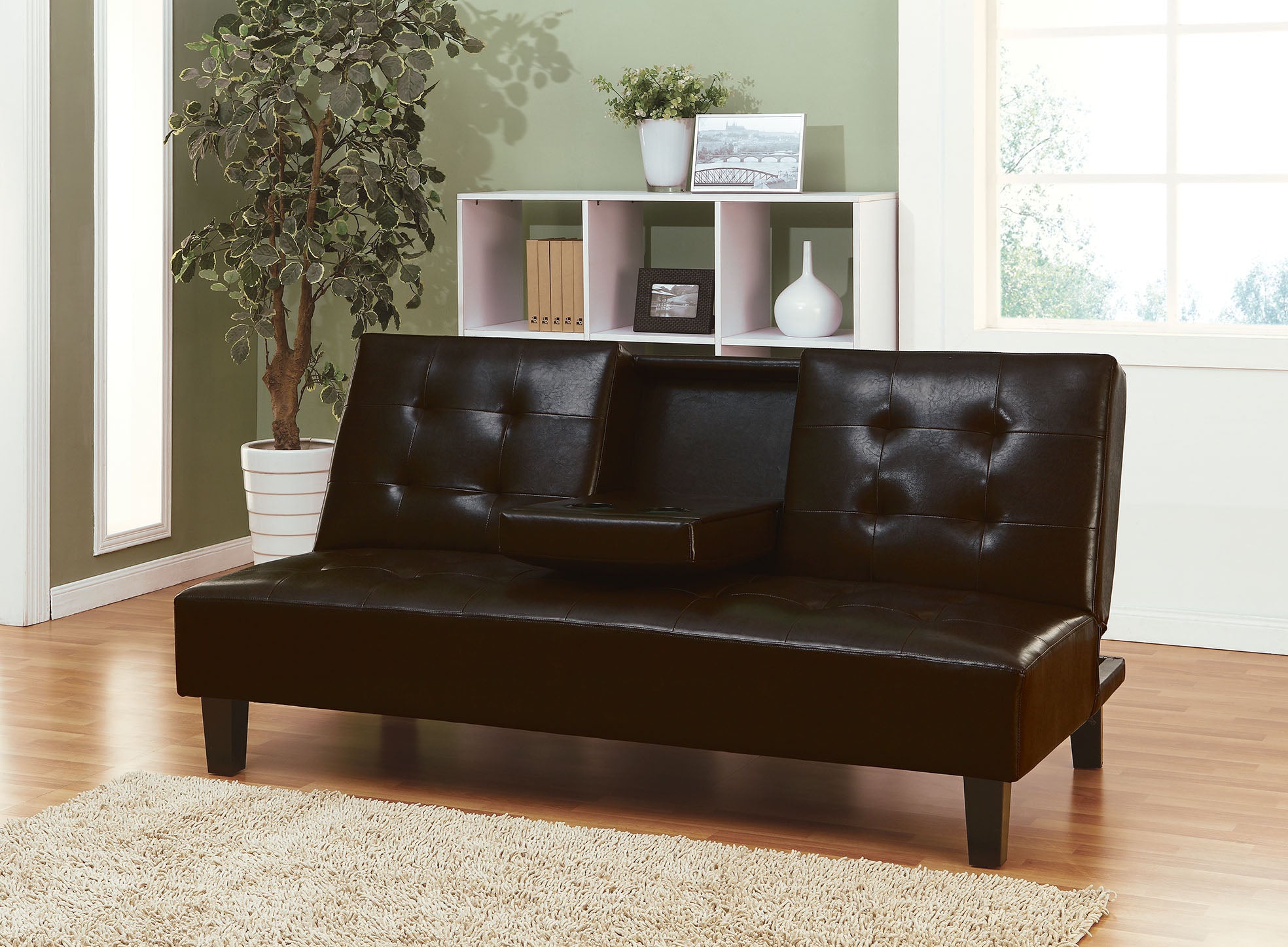 Adjustable Sofa With Drop Back & Cup Holders, Espresso