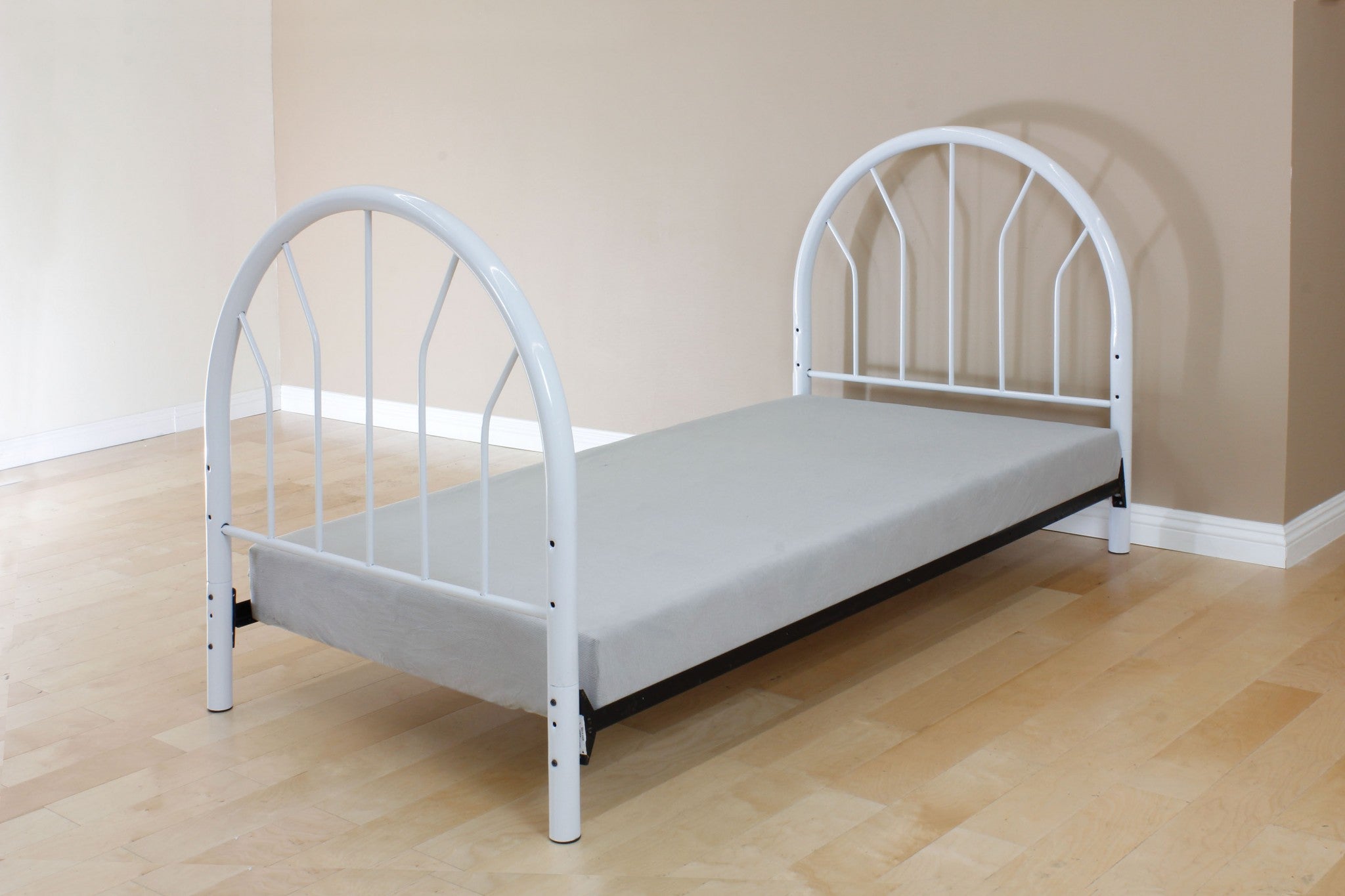 Twin White Metal Headboard And Footboard