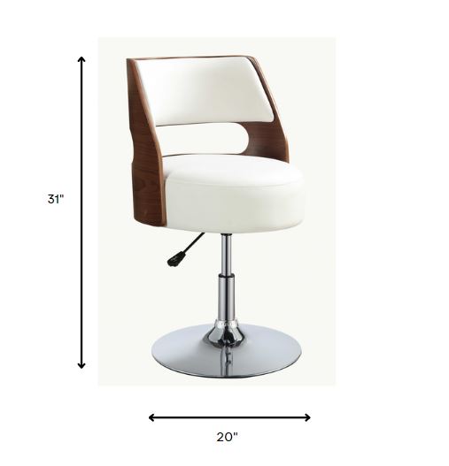 20' X 20' X 31' White And Walnut Swivel Adjustable Stool