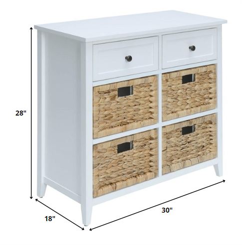 30' X 13' X 28' White Wood Veneer 6 Drawers Accent Chest