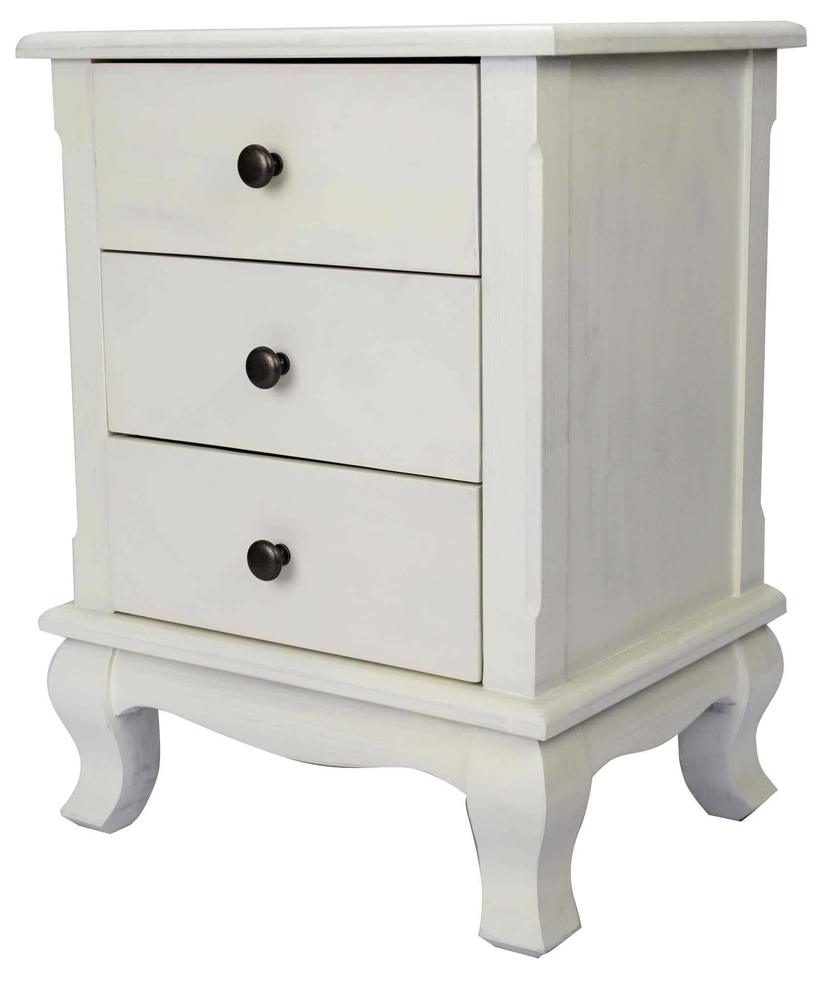 Rustic White Classic Wood Nightstand