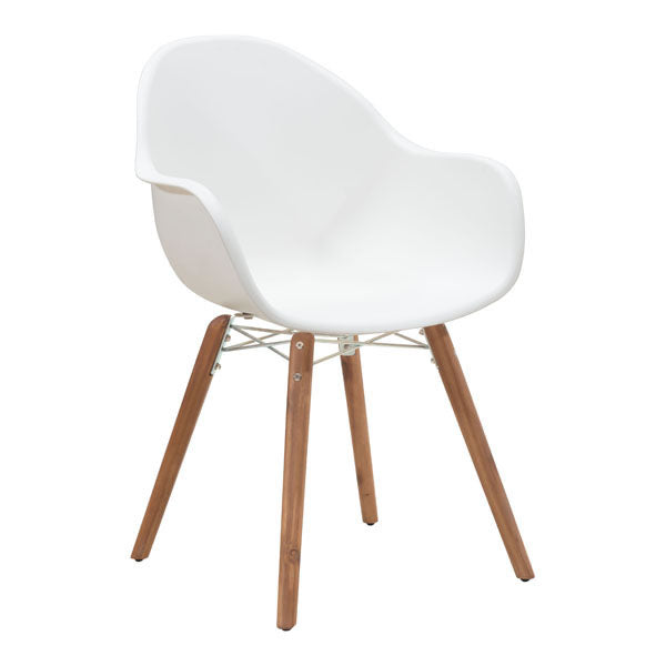 Set of Four White Wooden Chairs