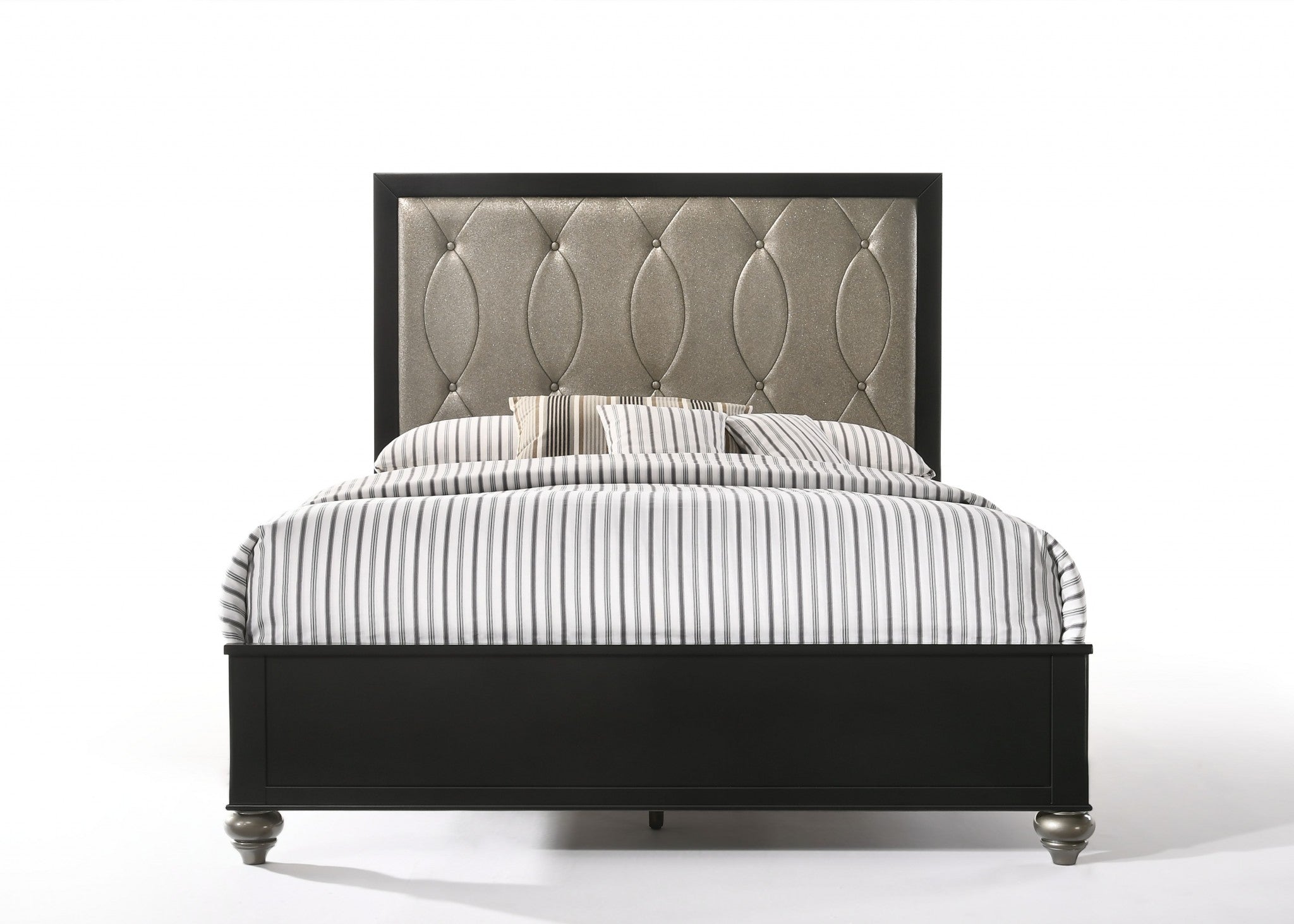 89' X 64' X 58' Copper Leatherette And Black Pu Queen Bed