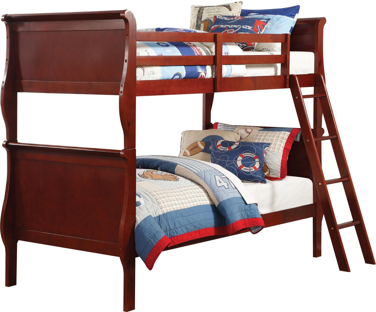 84' X 41' X 69' Cherry Pine Wood Twin Over Twin Bunk Bed