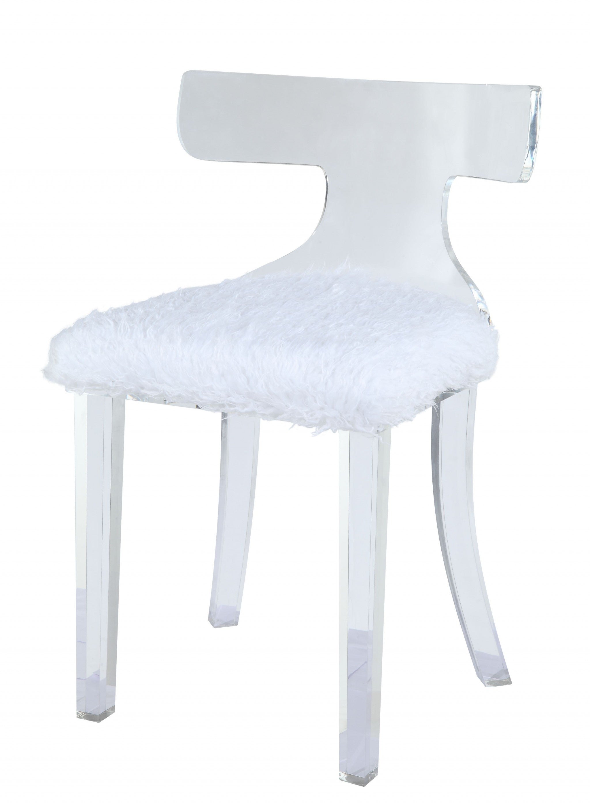 20' X 18' X 31' White Fur And Clear Acrylic Accent Chair