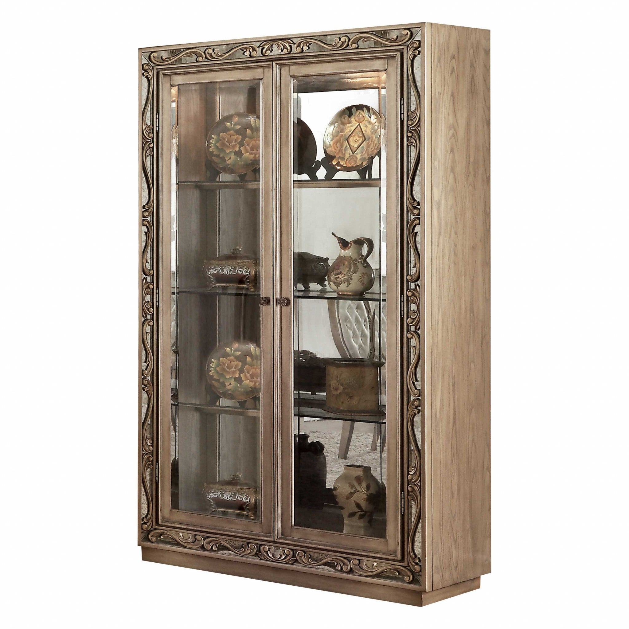 46' X 18' X 80' Antique Gold Curio Cabinet