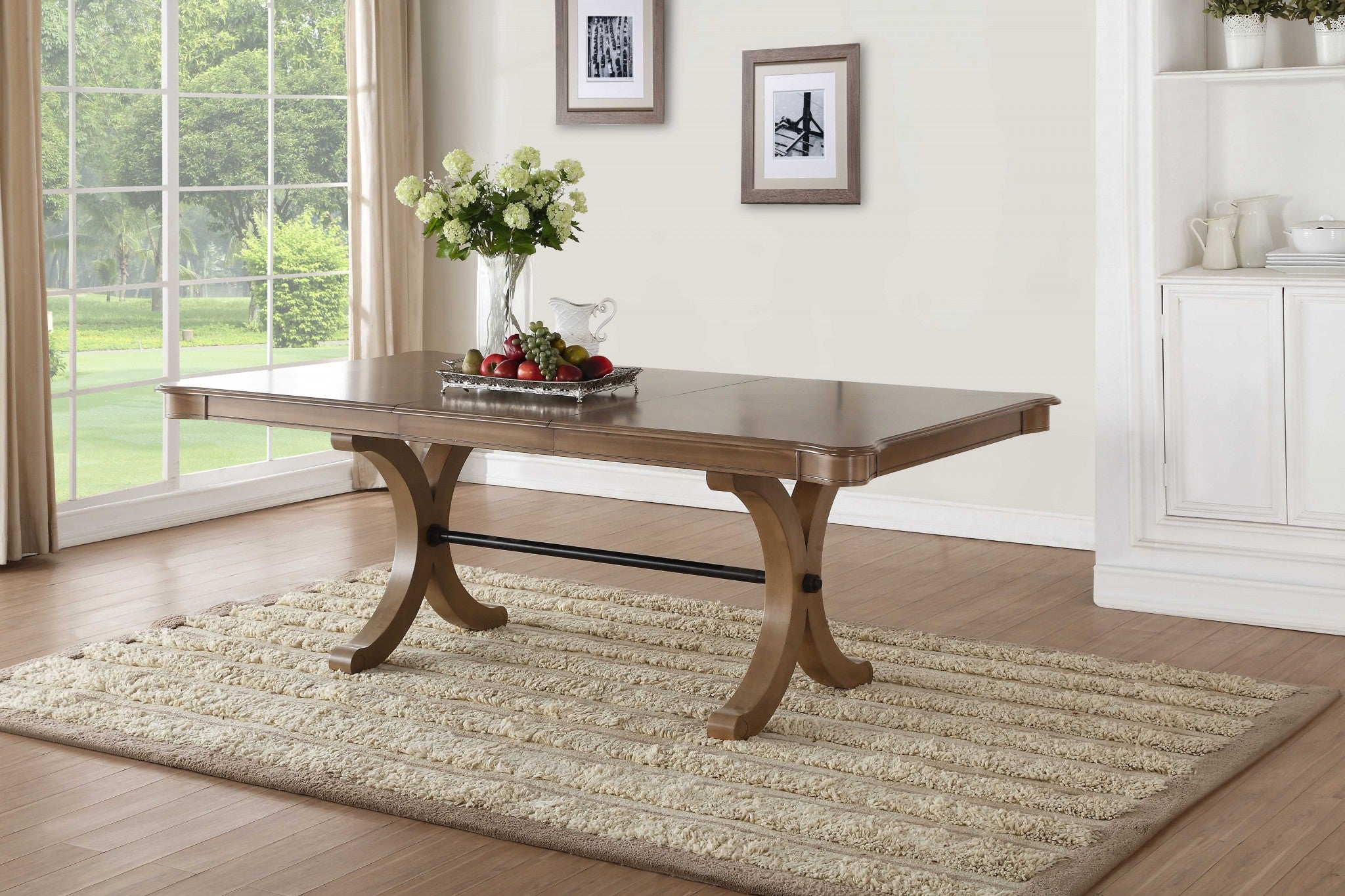 64-88' X 44' X 30' Gray Oak Dining Table