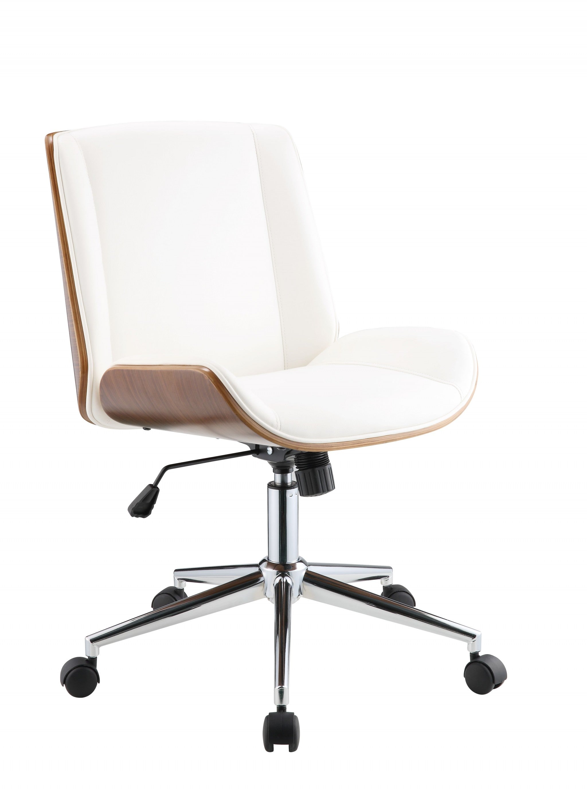 21' X 25' X 3438' White Leatherette And Walnut Office Chair