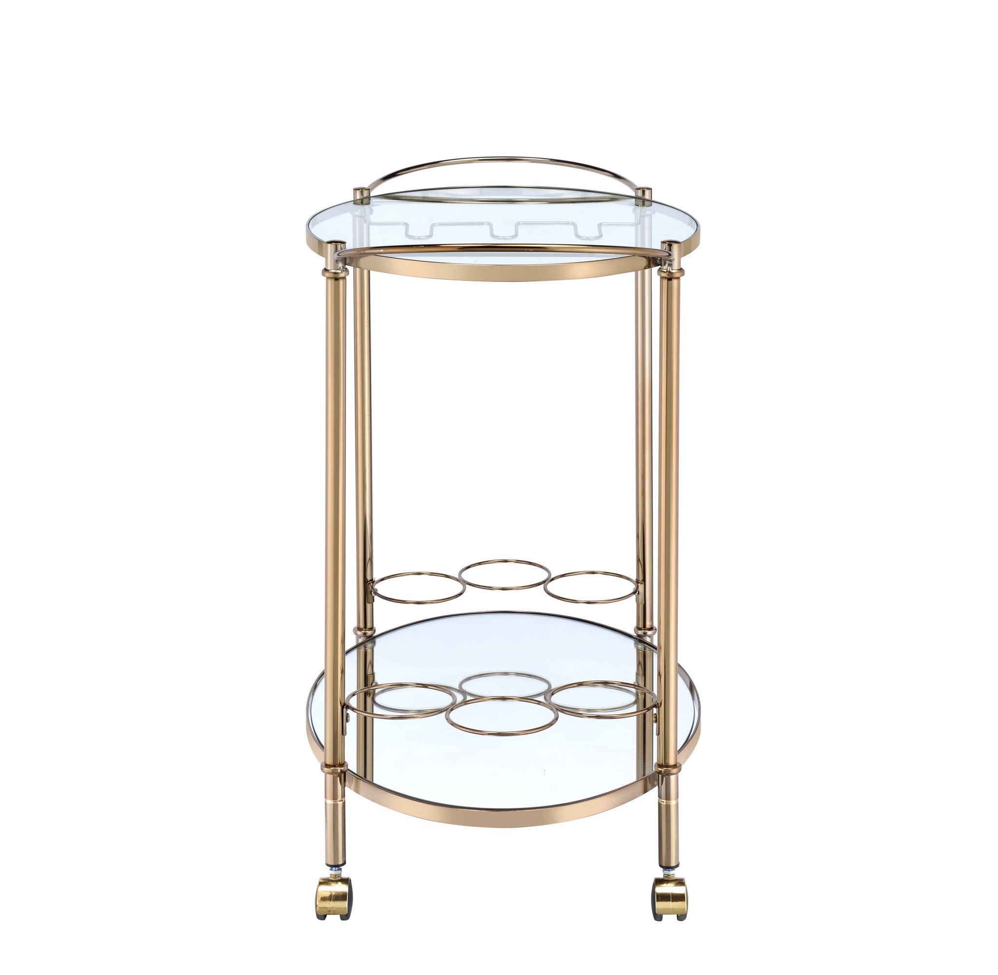 34' X 18' X 31' Champagne Metal Tube Serving Cart