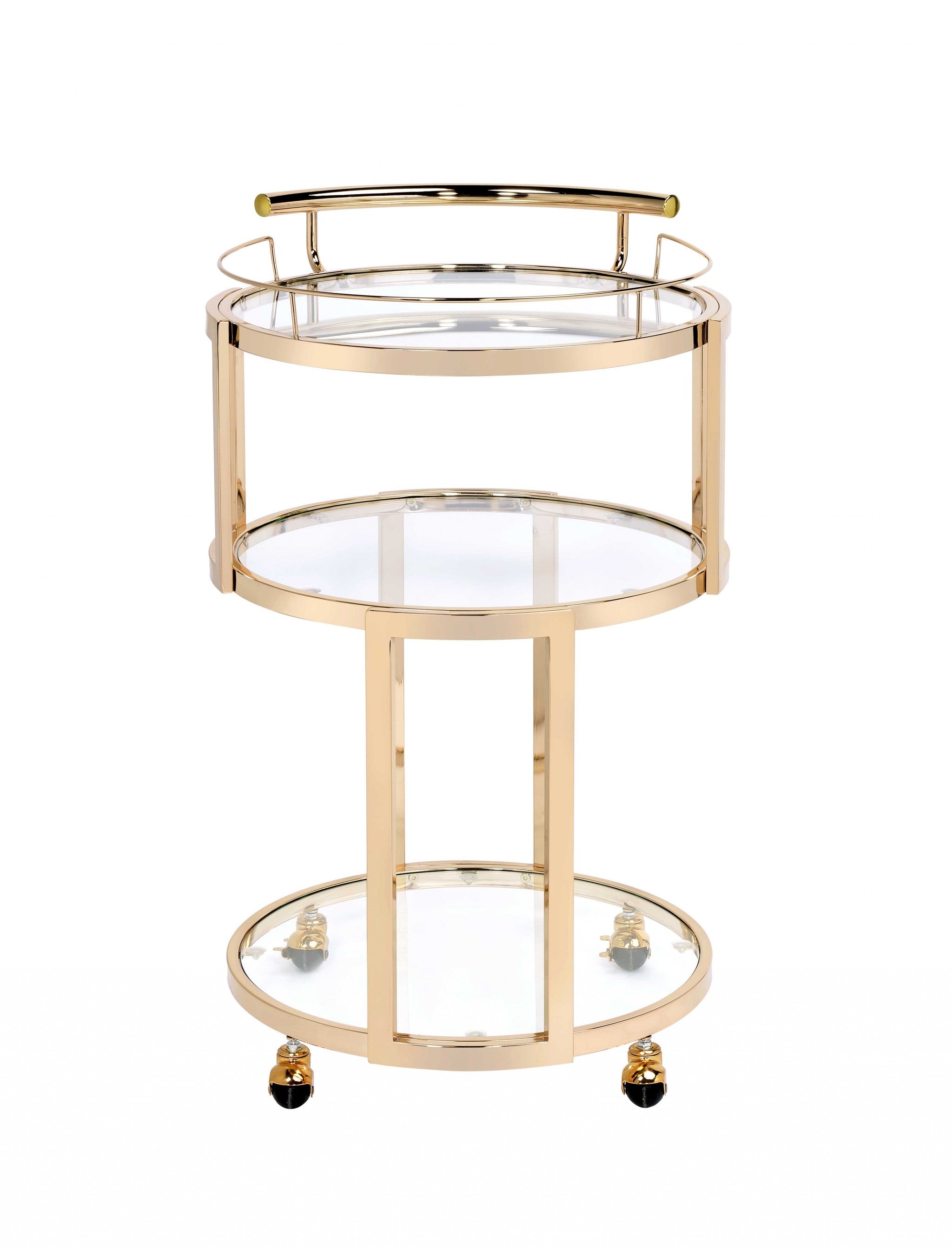 22' X 21' X 34' Gold And Clear Glass Serving Cart