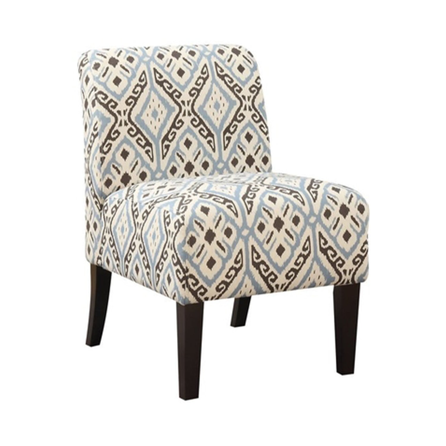 30.5' X 22.5' X 33.5' Blue And Black Pattern Upholstered Accent Chair