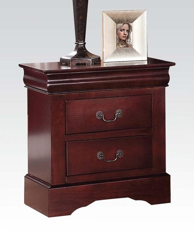 Classic Cherry Finish 2 Drawer Wooden Nightstand