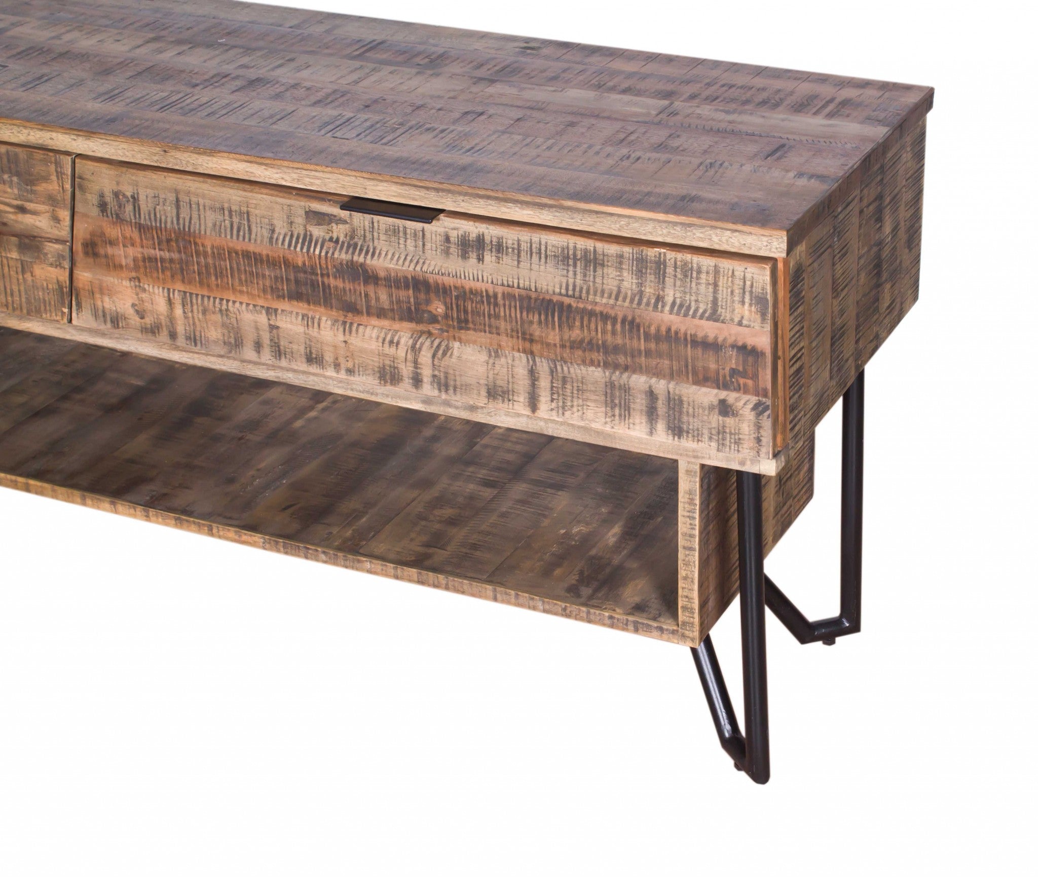 Natural Black Wood Iron Media Unit