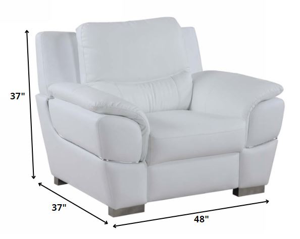 Chic White Leather Sofa Set