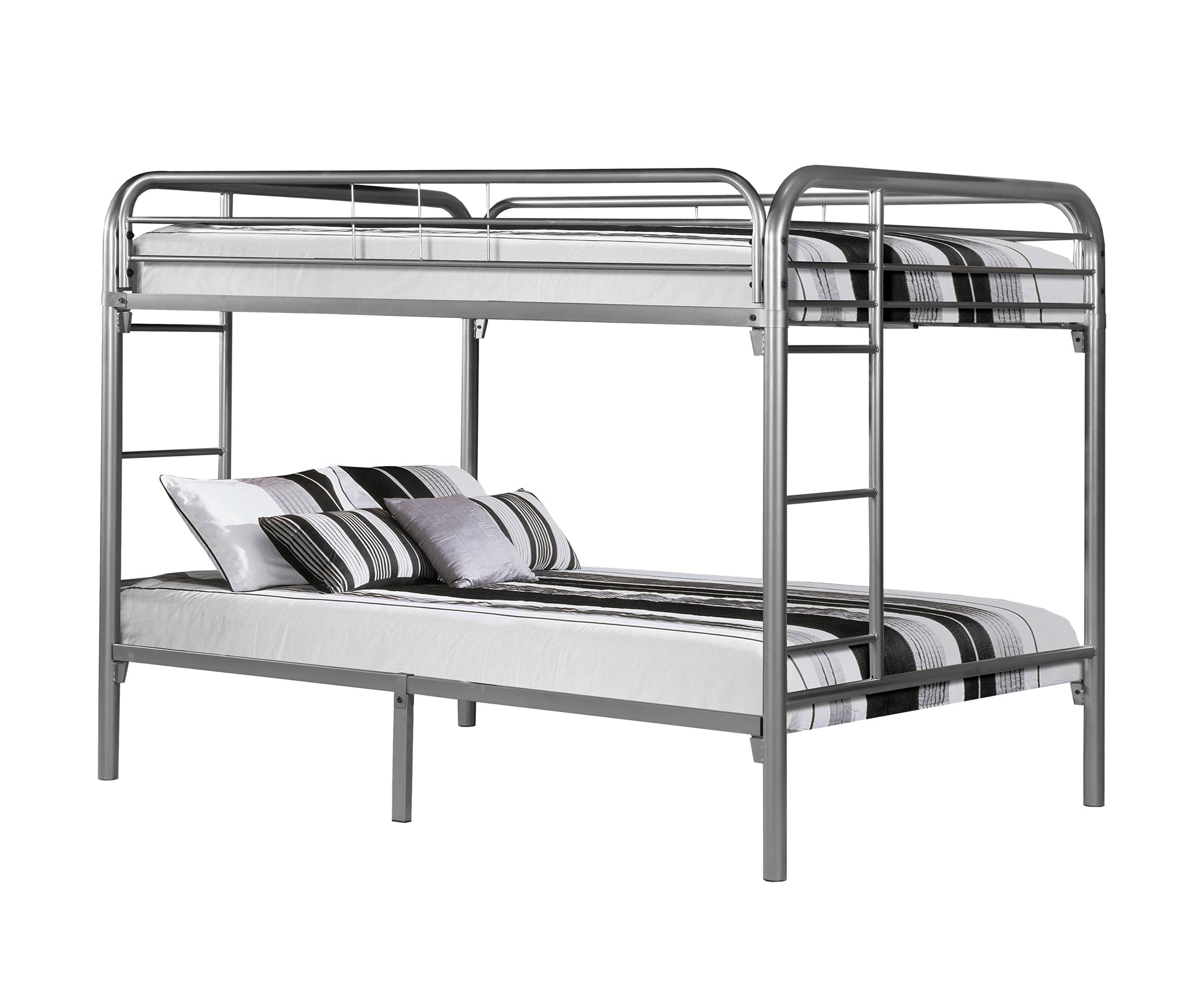 Full Full Size Silver Metal Bunk Bed