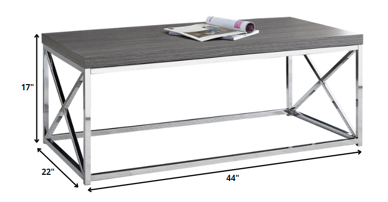 X Trestle Gray and Chrome Coffee Table