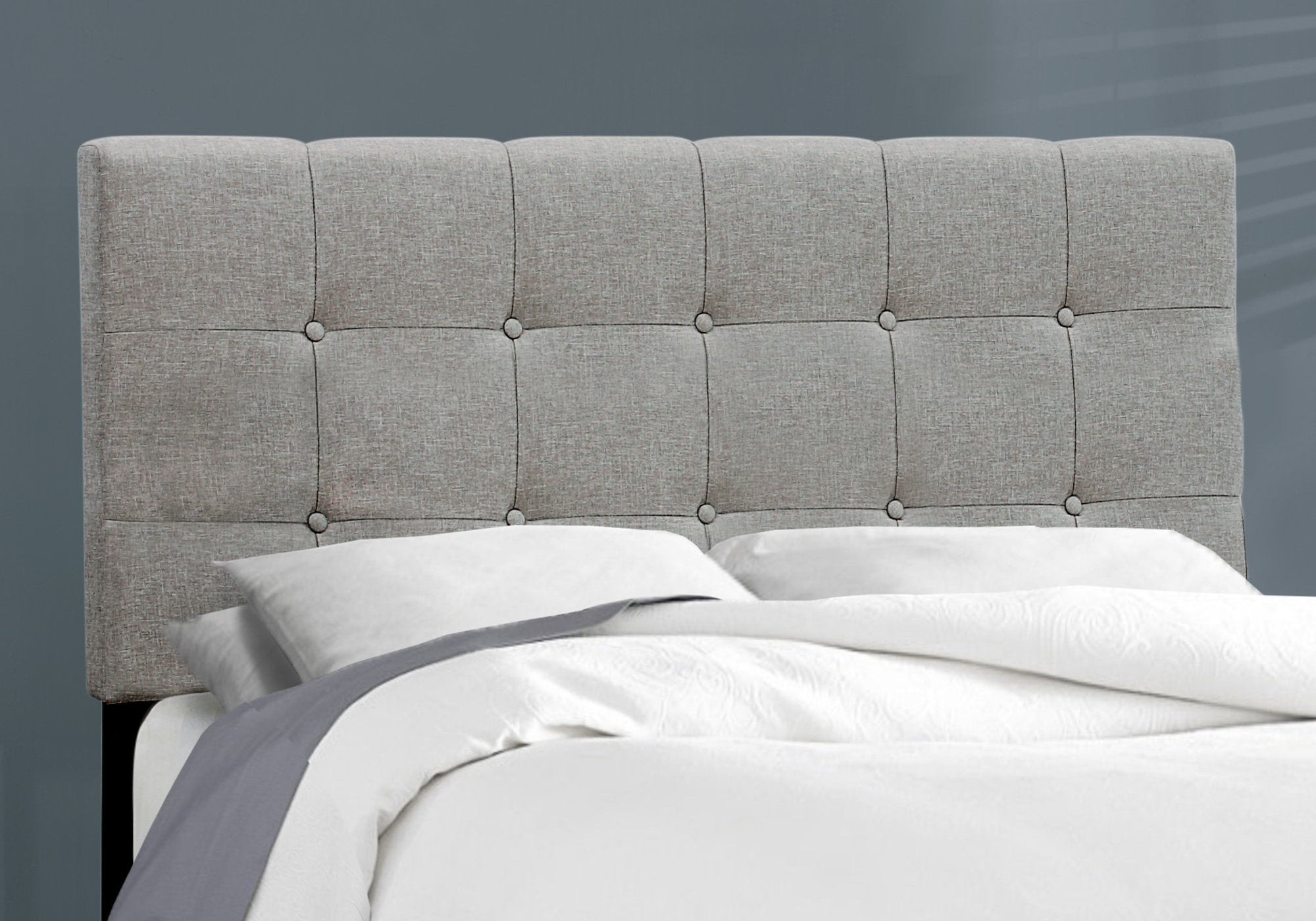 Full Size Grey Linen Bed