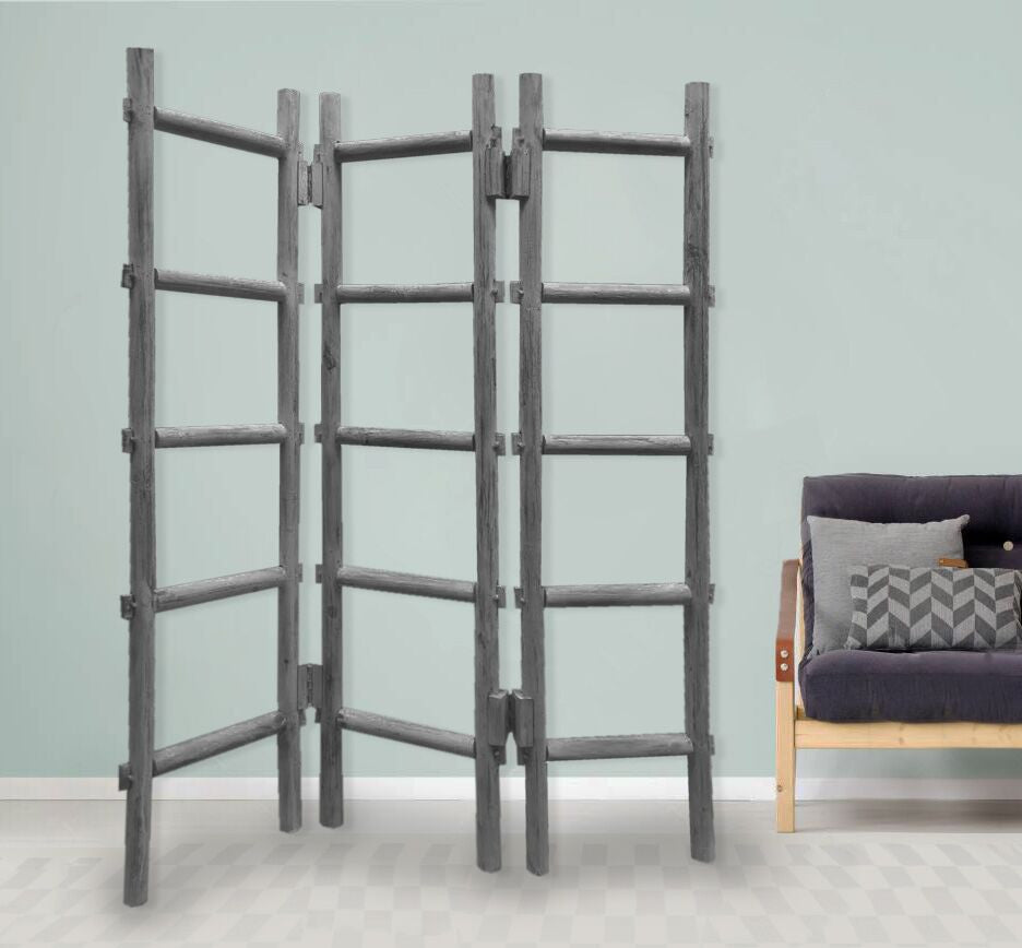 54 x 1.5 x 59 Gray Wood Blanket Rack  Screen