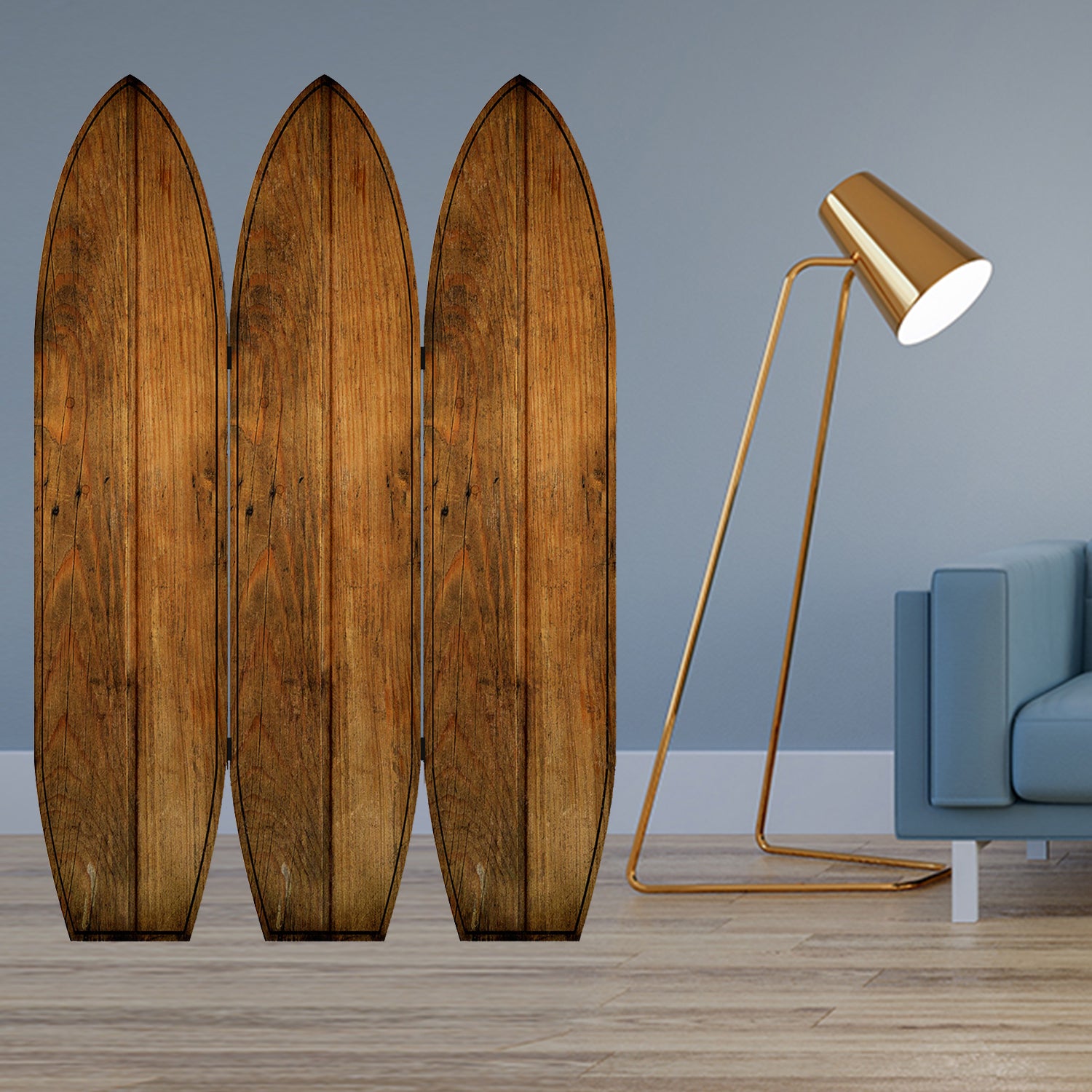 47 x 1 x 71 Brown Wood Coastal Surfboard  Screen