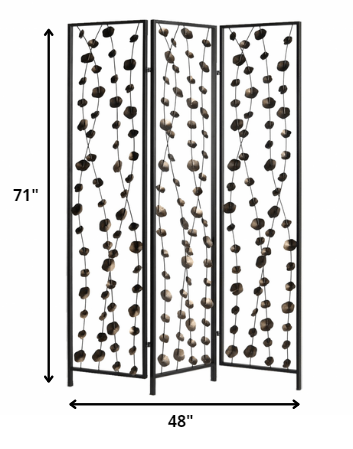 48 x 1 x 71 Gray And Bronze Metal Falling Blooms  Screen