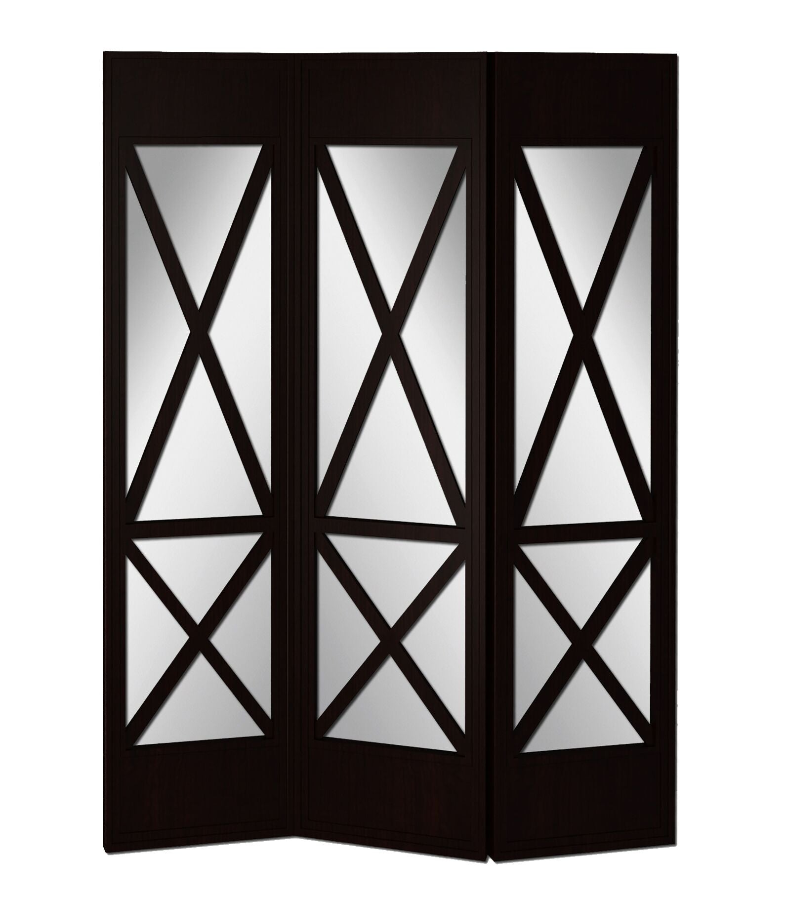 63 x 2 x 84 Black Wood Transverse 3 Panel - Screen