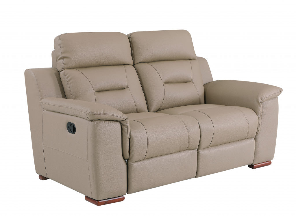 67'' X 41''  X 41'' Modern Beige Leather Loveseat