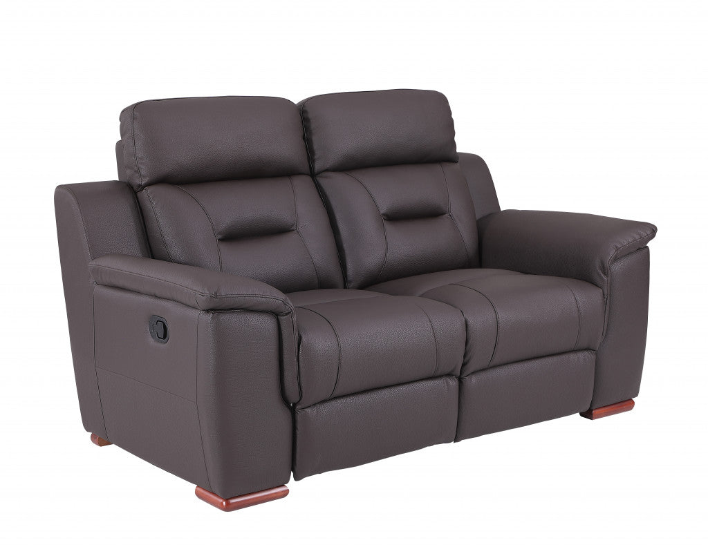 67'' X 41''  X 41'' Modern Brown Leather Loveseat