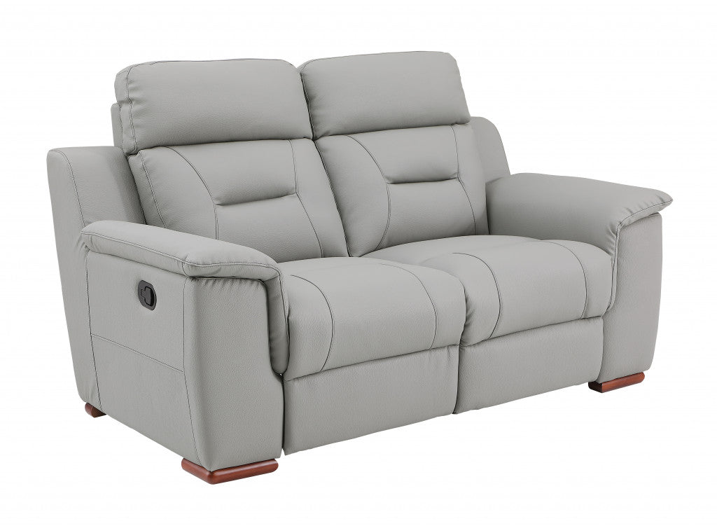 67'' X 41''  X 41'' Modern Gray Leather Loveseat