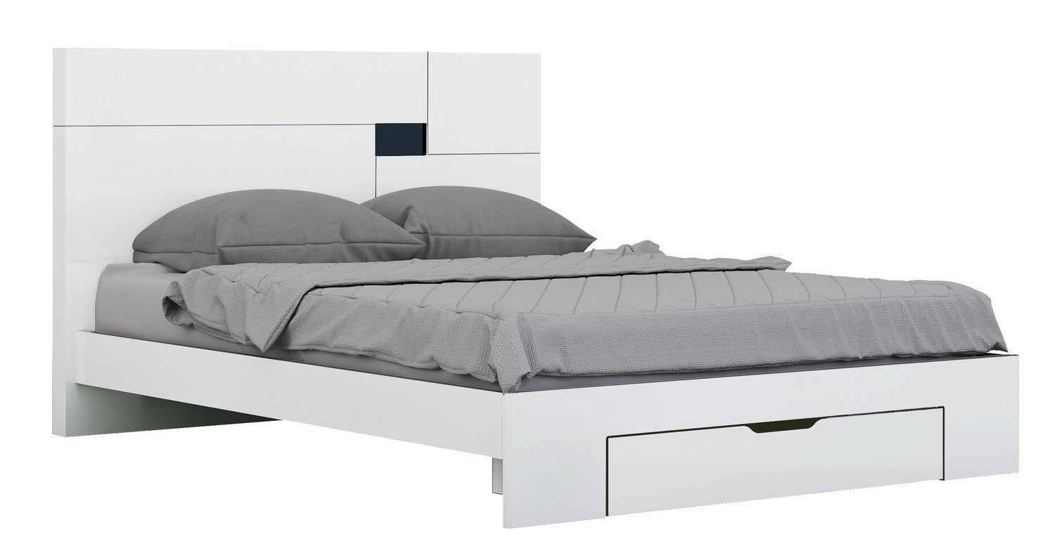 79'' X 80''  X 43'' Modern Eastern King White High Gloss Bed