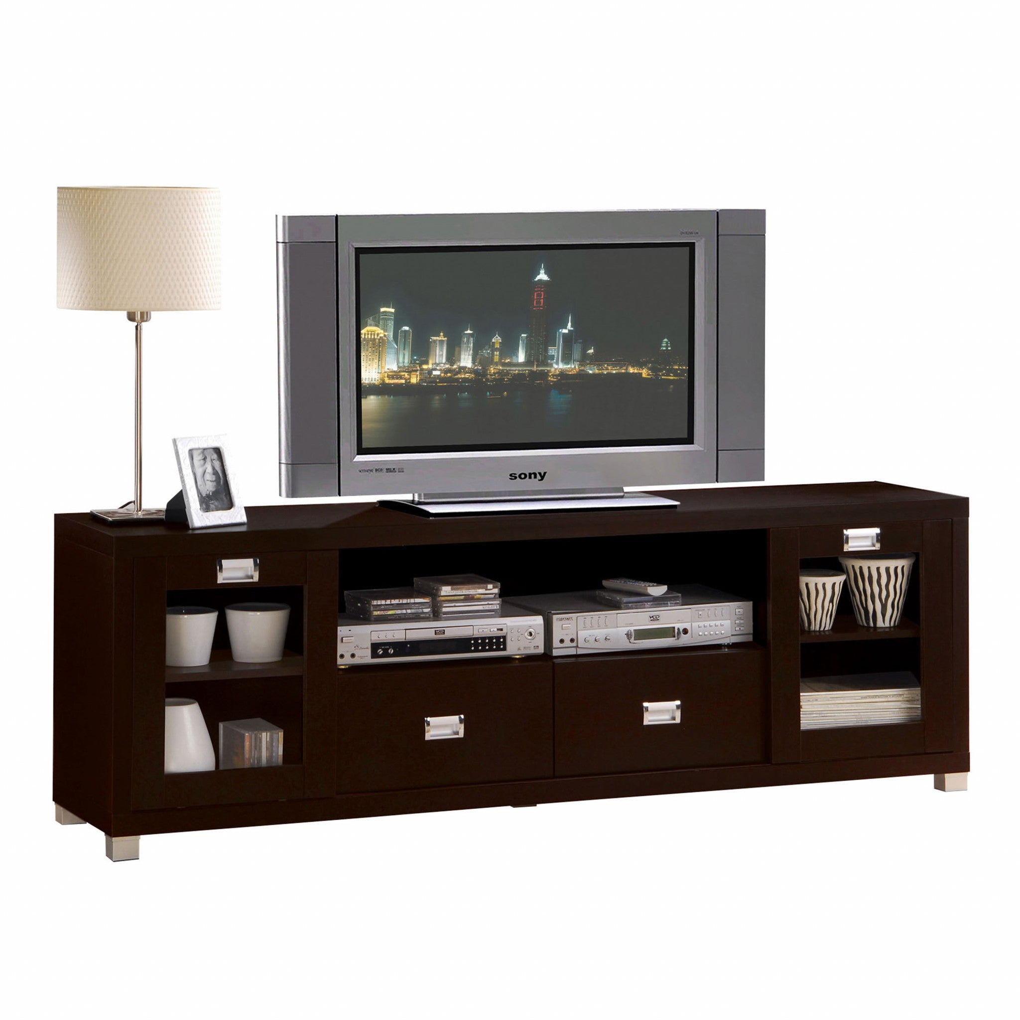 15' X 69' X 23' Espresso Wood Veneer (Paper) TV Stand