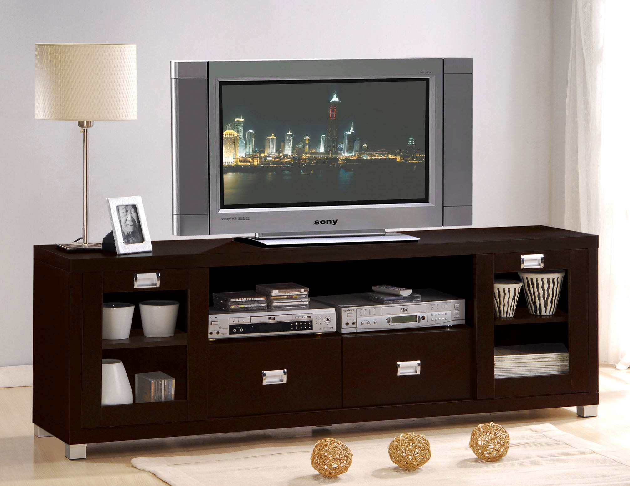 15' X 69' X 23' Espresso Wood Veneer (Paper) TV Stand