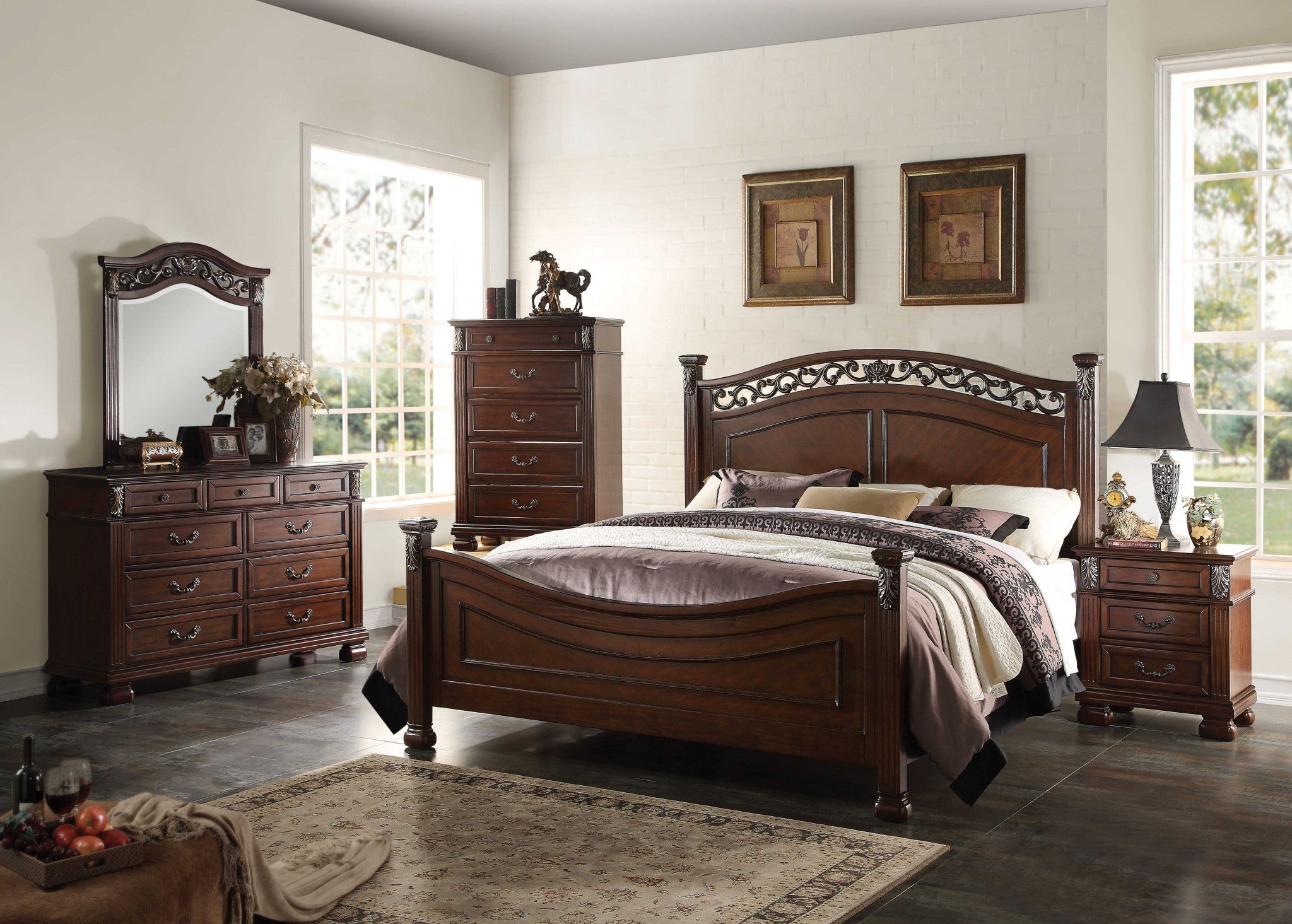 81' X 90' X 59' Dark Walnut Wood Eastern King Bed