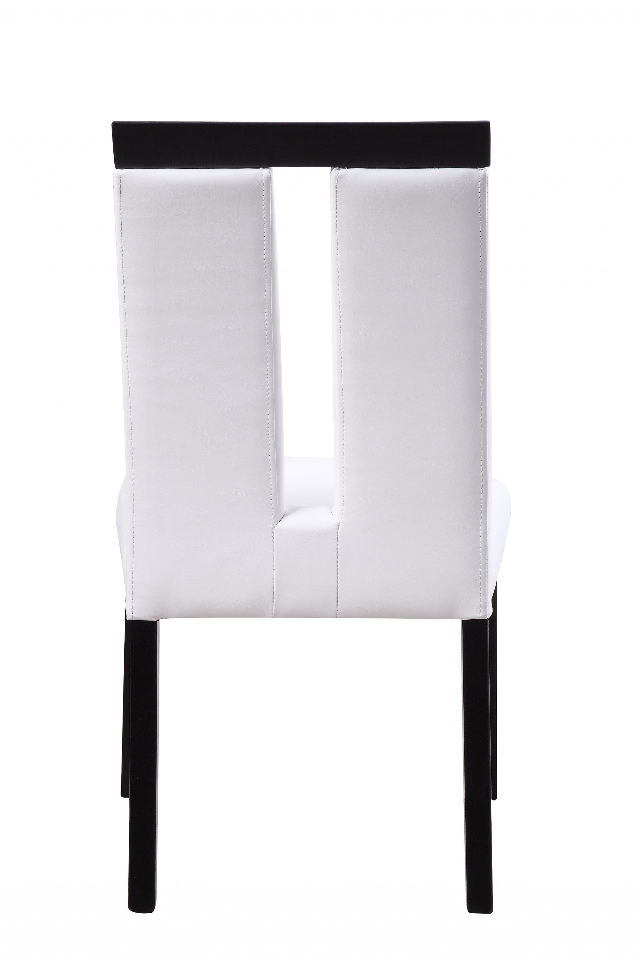 21' X 26' X 39' White Faux Leather Upholstered Seat and Black Wood Side Chair