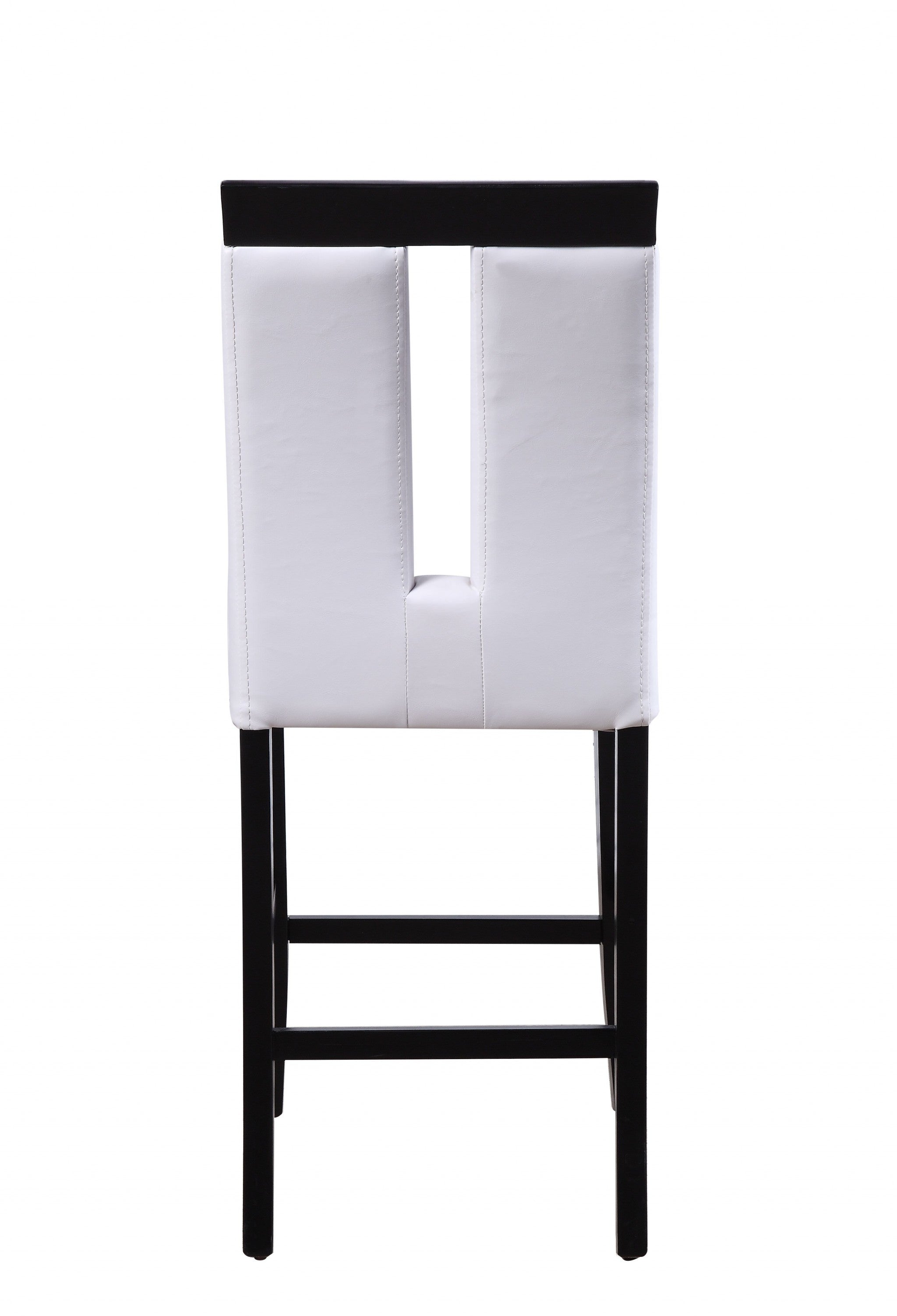 19' X 24' X 41' White Faux Leather Upholstered Seat and Black Wood Counter Height Chair  Set of 2