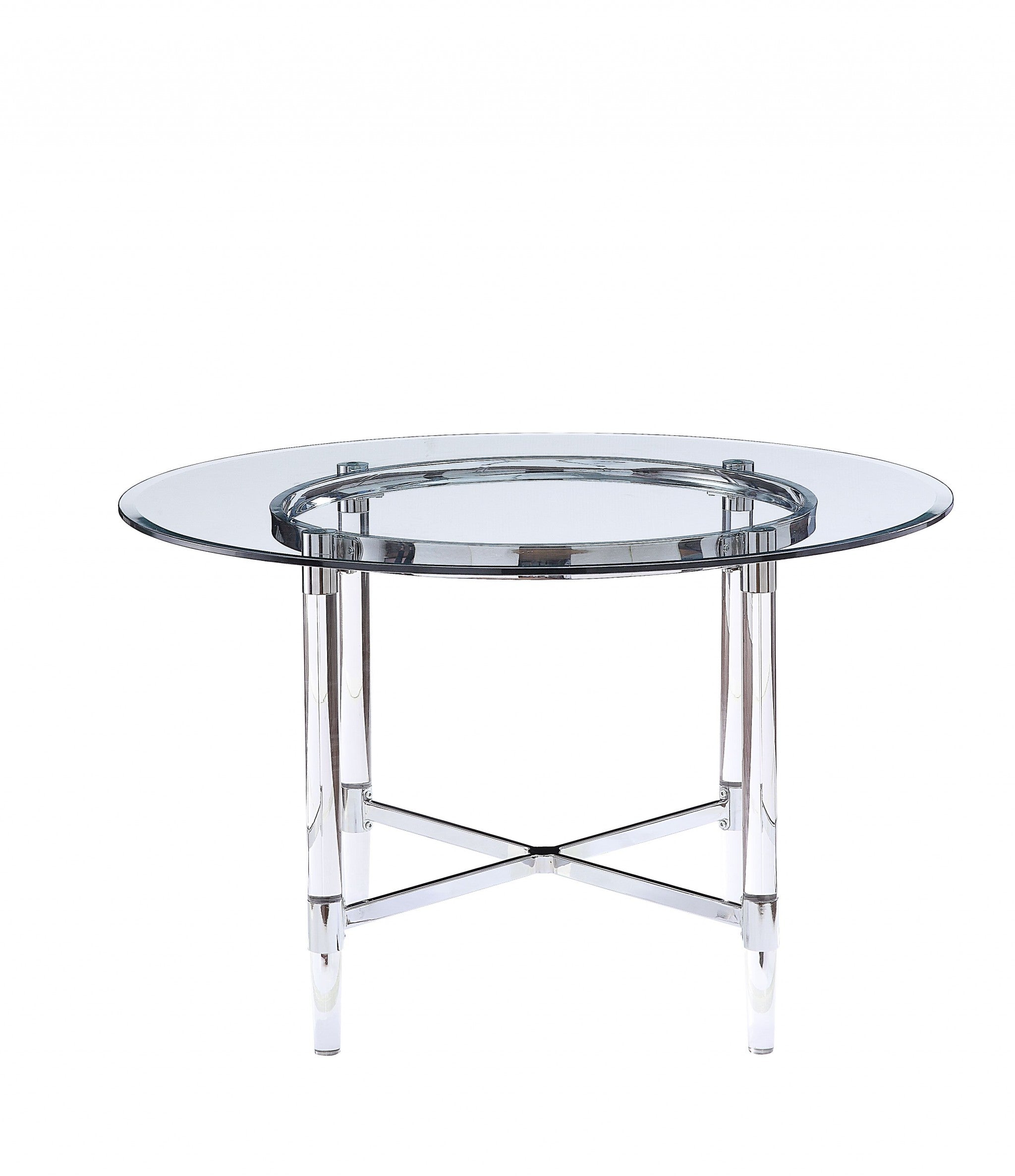 48' Striking Round Glass and Acrylic Dining Table