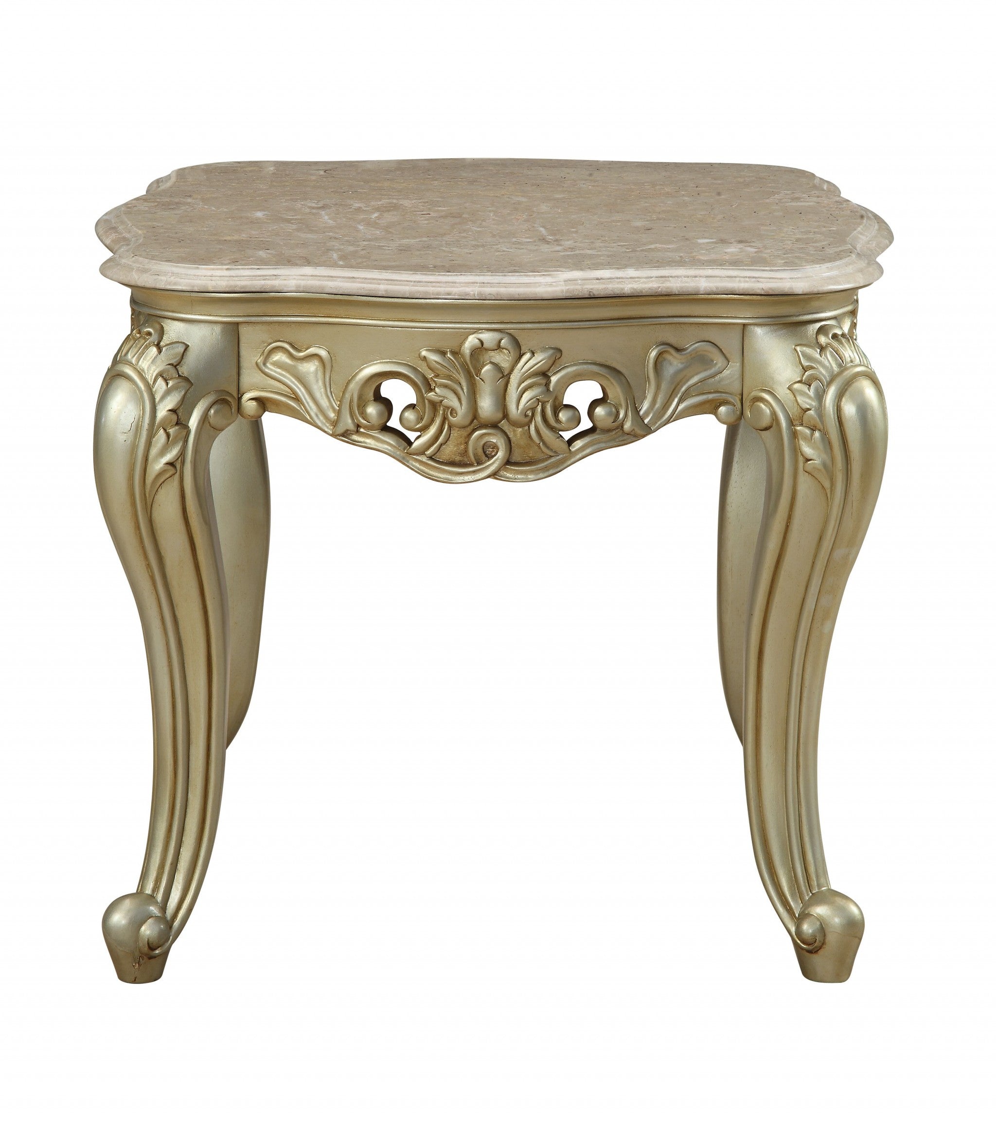 28' X 28' X 24' Marble Antique White Wood PolyResin End Table