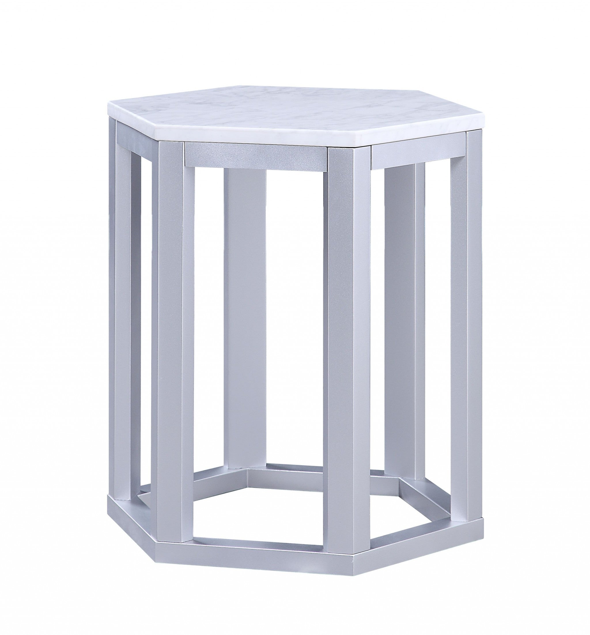 16' X 18' X 20' Silver Marble Wood 2Pc Pk End Table