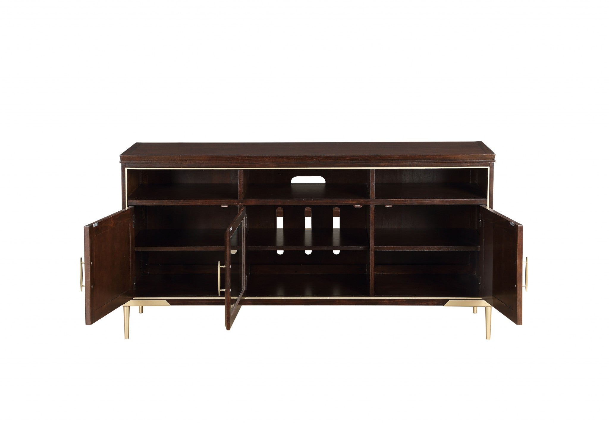 19' X 64' X 32' Cherry Metal Wood TV Stand