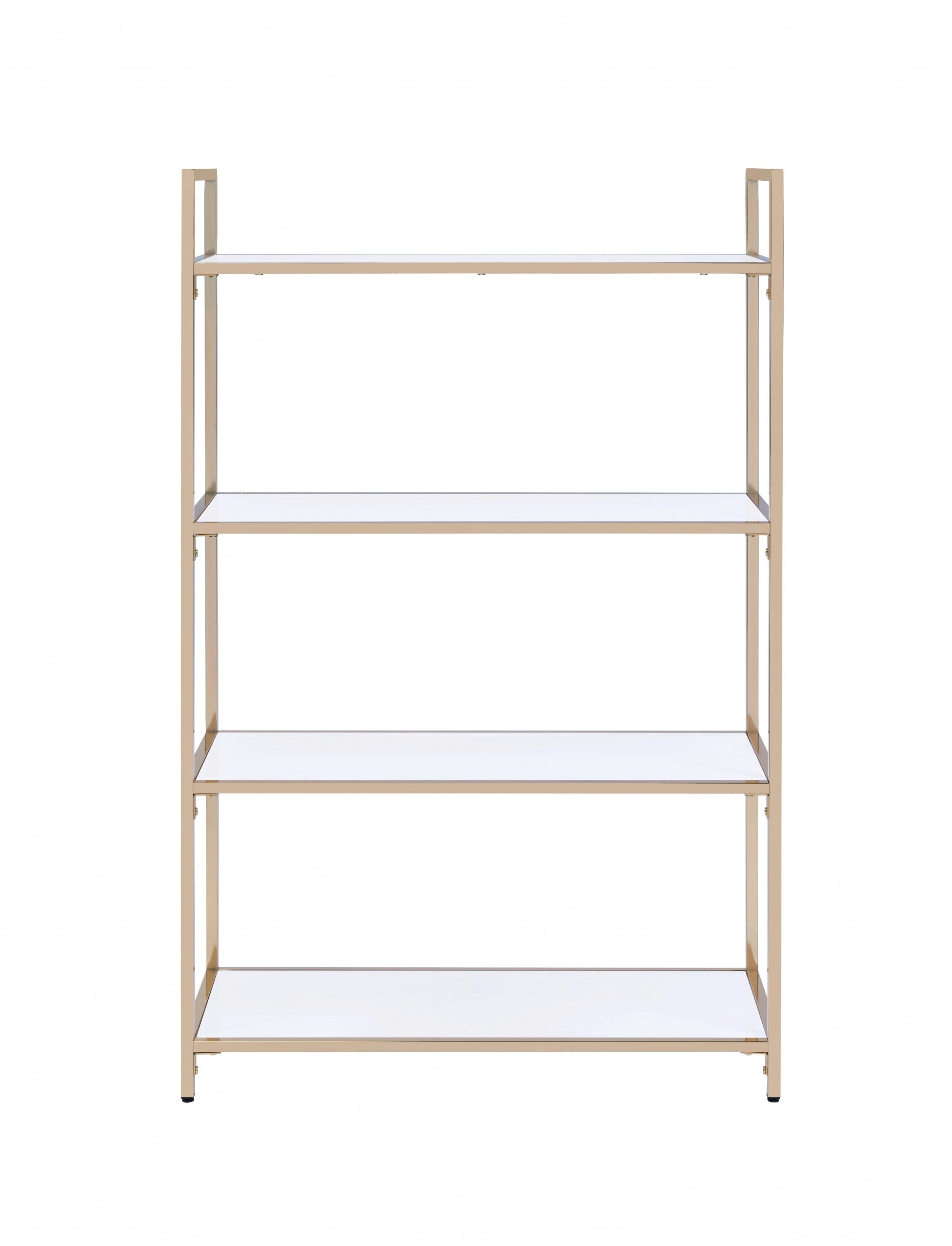 16' X 37' X 60' White High Gloss Gold Metal Wood Bookshelf