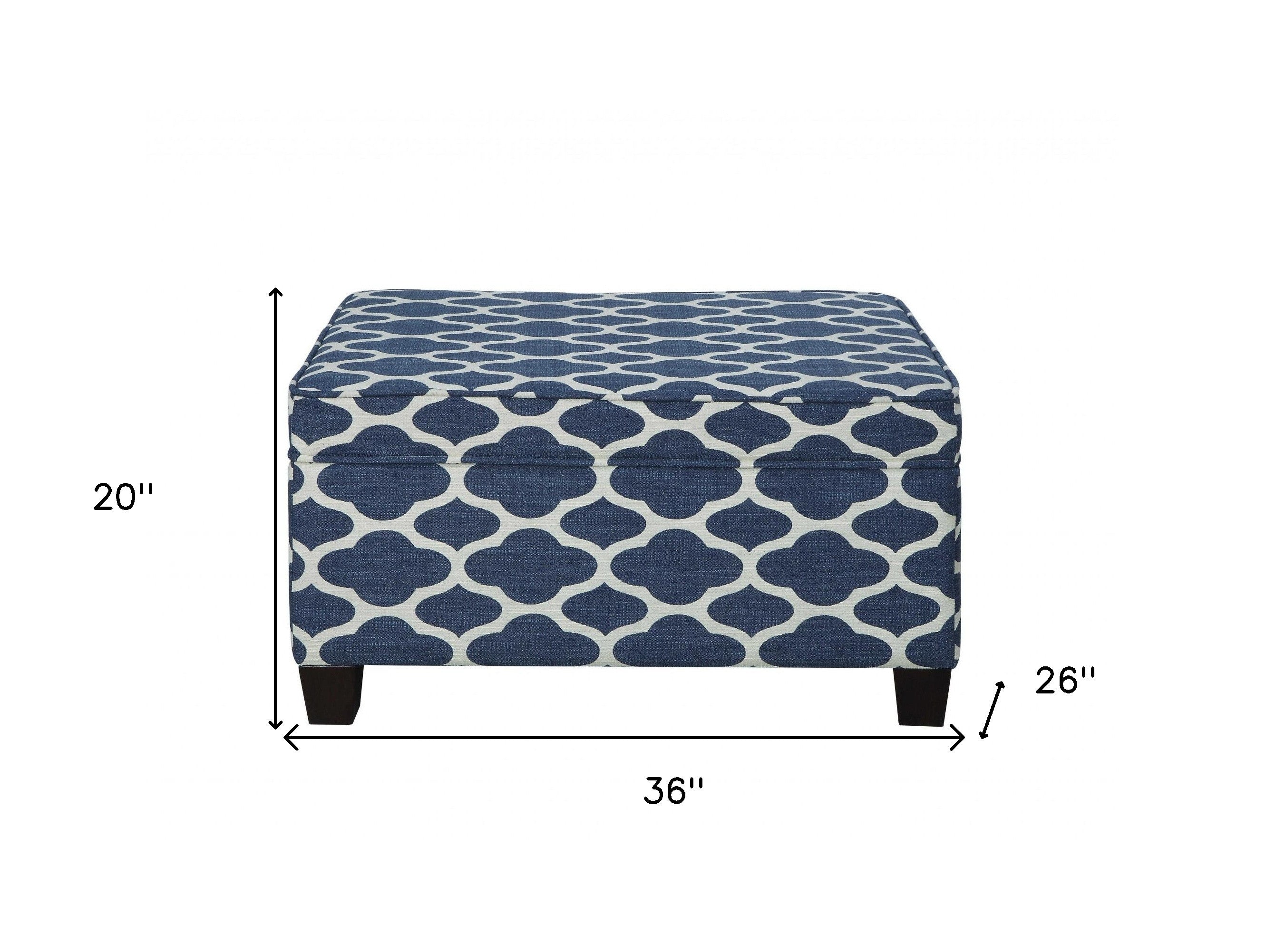26' X 36' X 20' Fabric Pattern Upholstery Wood Leg Bench wStorage