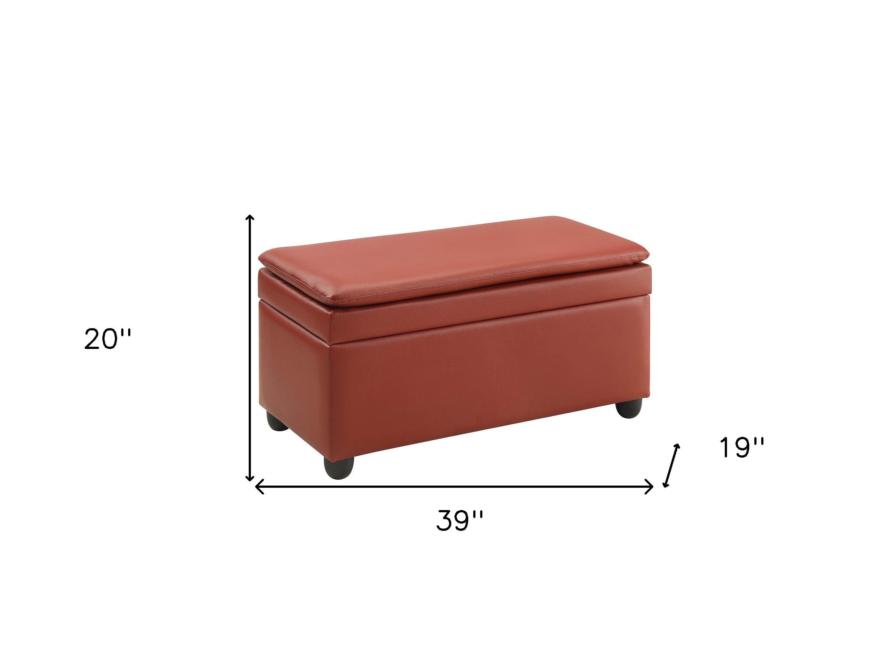 19' X 39' X 20' Wine PU Upholstery Bench wStorage