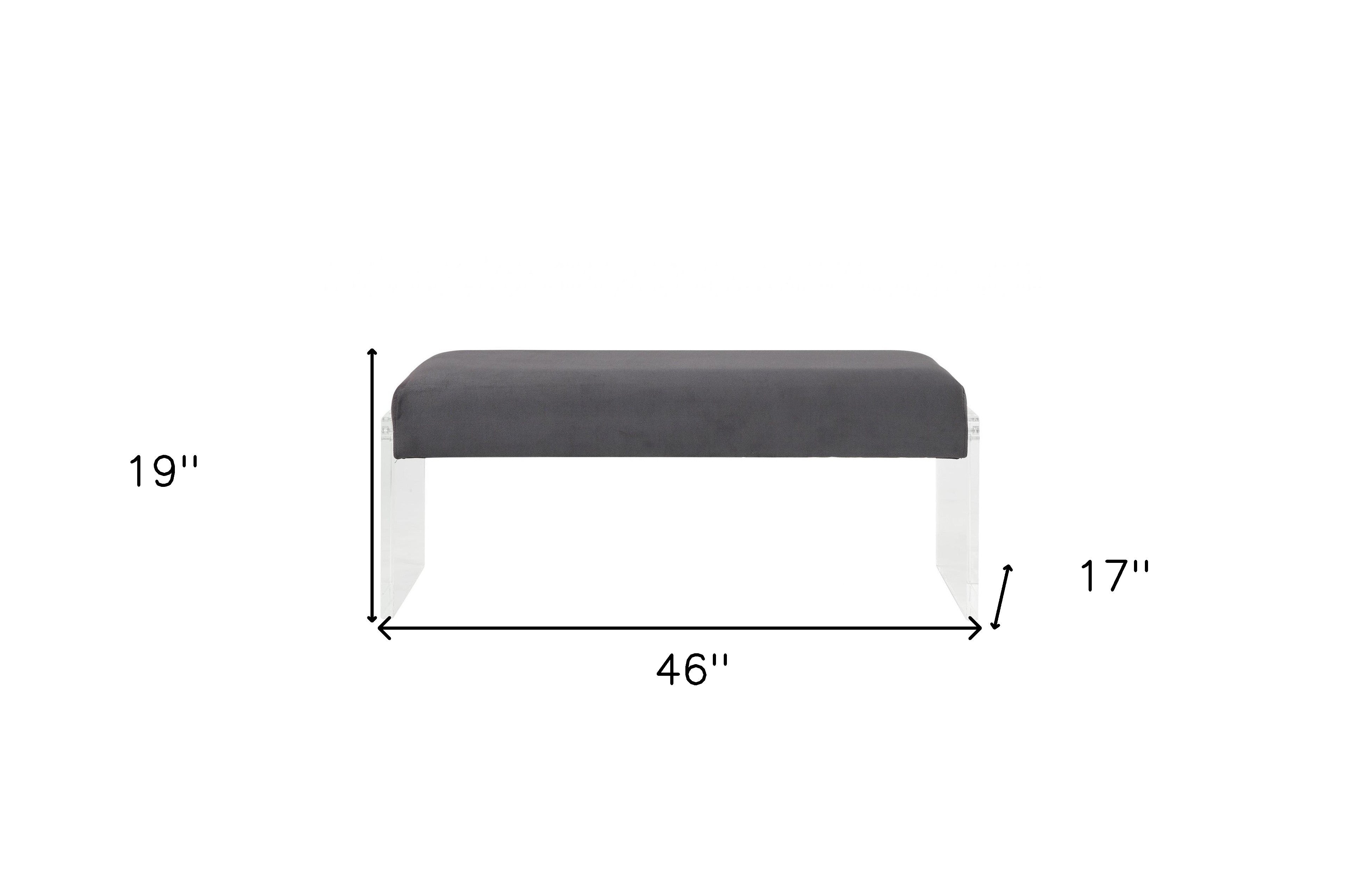 17' X 46' X 19' Charcoal Clear Acrylic Upholstery Bench