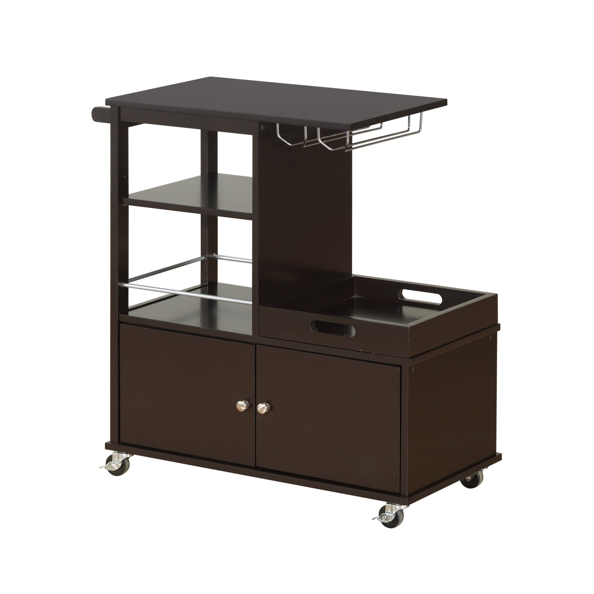 16' X 34' X 34' Wenge Wood Casters Kitchen Cart